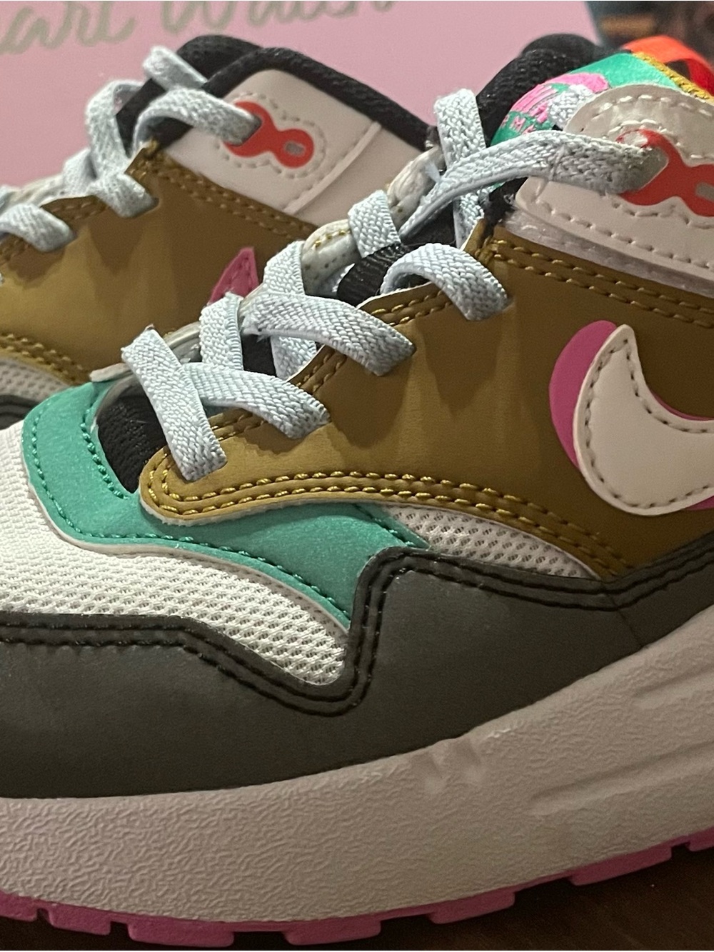 Nike Kids Olive, Teal & Pink Accent Sneaker